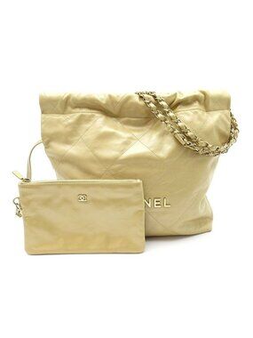 Chanel 22 Small Handbag Calfskin Beige